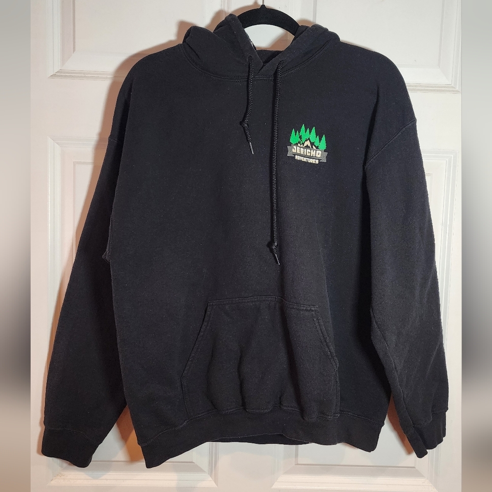 Gildan Jericho Adventures Black Cotton Graphic Pullover Hoodie Large